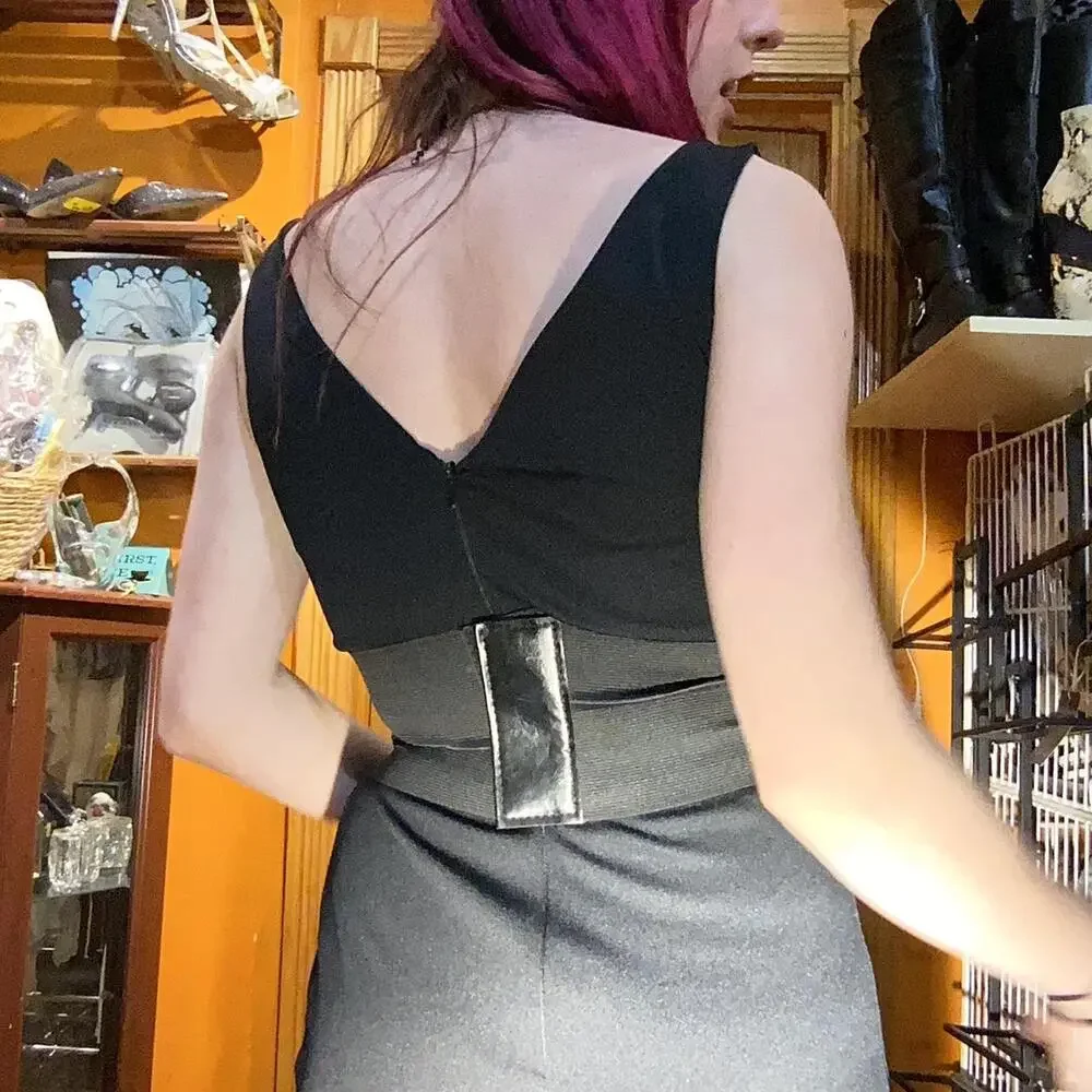Black lace up pleather underbust belt / corset
